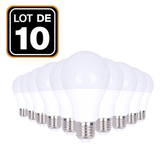 10 Ampoules LED E27 20W 6000K Blanc Froid Haute Luminosité