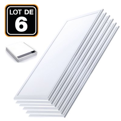 Lot 6 Dalles LED 40W 120x30 PMMA Blanc Neutre 4000k + 6 Kits de pose en saillie - 2218 - 7061113866085