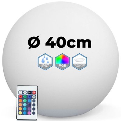 Boule LED Lumineuse Multicolore 40CM Sans Fil Fabriqué en Polyéthylène épais - 2161 - 7061115413546