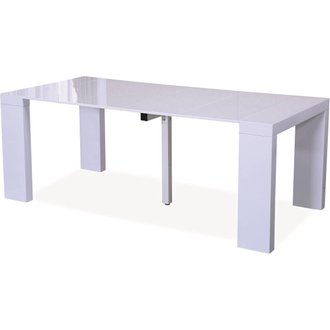 Table repas extensible "Dina" - 200/40 x 94 x 75 cm - Blanc laqué