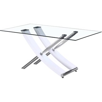 Table repas "Diva" - 160 x 90 x 76 cm - Blanc laqué