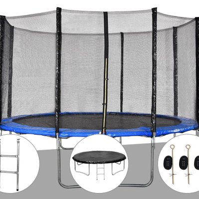 Kit trampoline Jardideco Cronos Ø 3,66 m Bleu + Echelle + Bâche de protection + Kit d'ancrage - 23989 - 3665872025208
