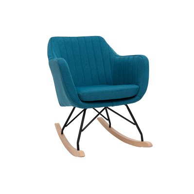 Rocking chair scandinave en tissu bleu canard ALEYNA - 43309 - 3662275080933