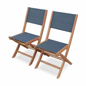 Chaises de jardin en bois et textilène - Almeria Gris anthracite - 2