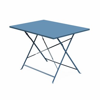 Table de jardin bistrot pliable - Emilia rectangle bleu grisé- Table