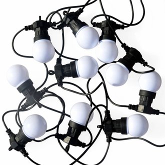 HERACLES -  Guirlande lumineuse guinguette extérieure de Noël avec 10 ampoules blanches. 50 LED. à piles (non fournies).