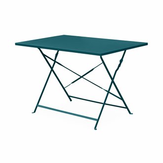 Table de jardin bistrot pliable - Emilia rectangle bleu canard- Table