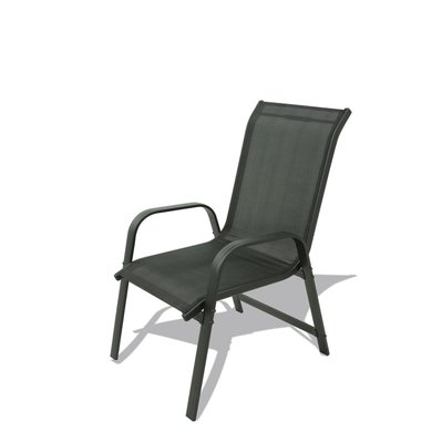Table de jardin extensible aluminium 140/280cm + 10 fauteuils empilables textilène Noir - FARO - KN-T140280N-5x2CH002N - 3664380001544