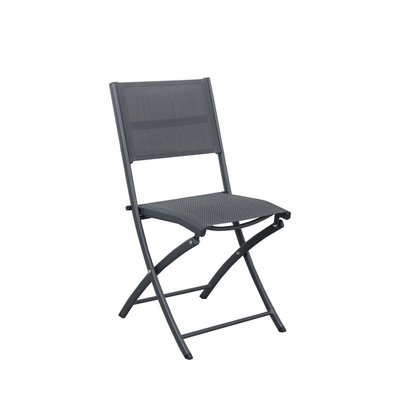 4 chaises pliables aluminium textilène - gris anthracite - BORA - GR-4CH011N - 3664380001186