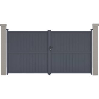 Portail aluminium "Maurice" - 349.5 x 180.9 cm - Gris