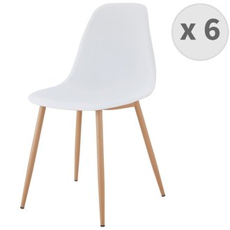 ESTER - Chaise scandinave blanc pieds métal bois (X6)