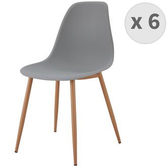 ESTER - Chaise scandinave gris pieds métal bois (X6)