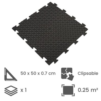 Dalle clipsable en PVC (grain de riz) - Noir 50 x 50 cm - 33_199 - 8010693108183