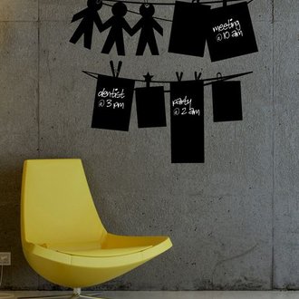 Tableau Noir Sticker Linge - Murale - pour Séjour, Chambre - Noir en Vinyle, 60 x 0,1 x 57 cm