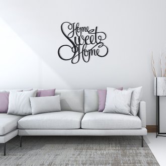Décoration Murale Home - Art Mural - Maison - pour Séjour, Chambre - Noir en Métal, 50 x 0,16 x 42 cm