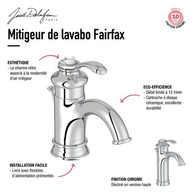 Mitigeur lavabo retro Fairfax - E72090-CP - 3440890433873