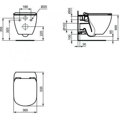 Pack WC Grohe Ideal Standard Tesi Aquablade sans bride + Rapid SL autoportant NF + plaque Skate Cosmo chrome (ProjectTesi-1/BP) - 3052351461709 - 3052351461709