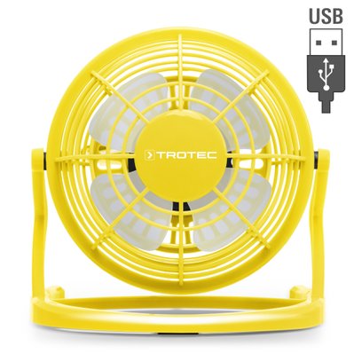 TROTEC Ventilateur USB TVE 1Y jaune - 2,5 watts - inclinable jusqu'à 360° - 1510005005 - 4052138014936