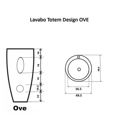 Lavabo Totem Rond - Céramique Noir brillant - 50x85 cm - Ove - 1380 - 3760238358966