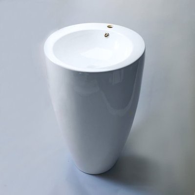 Lavabo Totem Rond - Céramique Blanc - 50x85 cm - Ove - 409 - 3760238351080