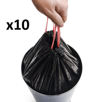 Lot de 10 sacs poubelles  noir plastique 50L