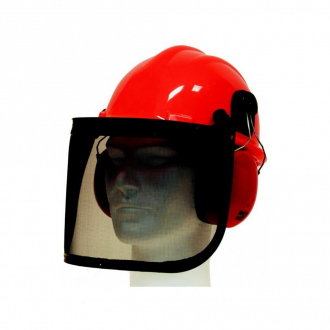 Kit de casco forestal + casco antirruido + visera de rejilla + par de gafas