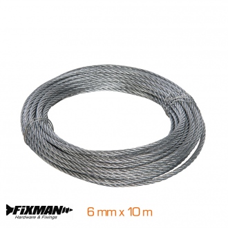 Cable metálico galvanizado - 6mm x 10m