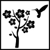 icone arbre en fleur et oiseau + terre