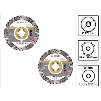 Bosch X-LOCK Disques à tronçonner diamantés 125 x 22,23mm Idéal pour Universal ( 2x 2608615161 )