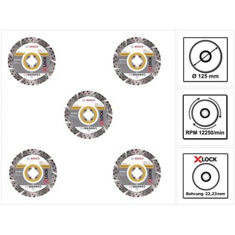 Bosch X-LOCK Disques à tronçonner diamantés 125 x 22,23mm Best for Universal ( 5x 2608615161 )