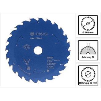 Bosch Lame de scie circulaire Expert for Wood 160 x 1,0 x 20 mm - 24 dents pour bois ( 2608644503 )