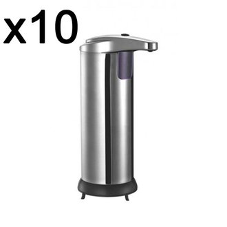 Lot de 10 Distributeurs de savon automatique CLEANY argent inox 300mL