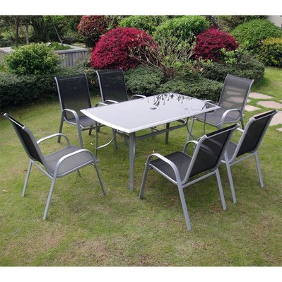 Ensemble table en aluminium + 6 chaises en acier Alassio 6 - 198431 - 3662819101537