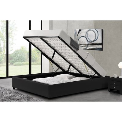 Lit Kennington - Structure de lit Noir avec coffre de rangement intégré -160x200 cm - 212793 - 3700998510556
