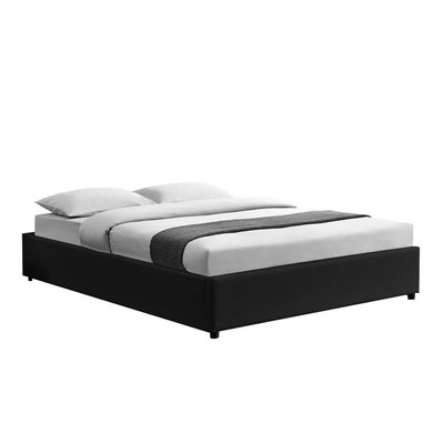 Lit Kennington - Structure de lit Noir avec coffre de rangement intégré -160x200 cm - 212793 - 3700998510556