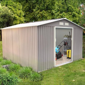 Sancy 10.85 m² : abri de jardin en acier anti-corrosion gris