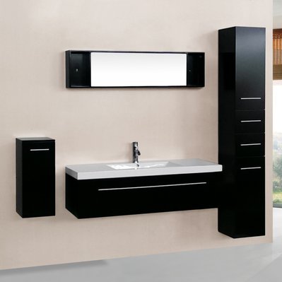 Ensemble salle de bain 3 meubles blanc + 1 vasque + 1 miroir AGATHE - 2014 - 0820103370424