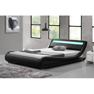 Lit Seattle - Structure de lit Simili Noir avec LED intégrées - 140x190 cm