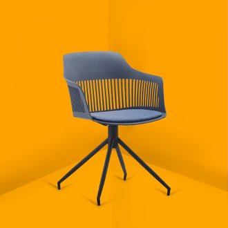 Anaïs - Chaise design avec accoudoirs bleu foncé