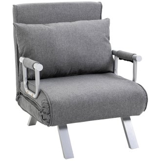 Fauteuil chauffeuse canapé-lit convertible inclinable lin gris clair