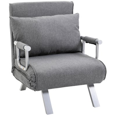 Fauteuil chauffeuse canapé-lit convertible inclinable lin gris clair - 833-040V01 - 3662970066621