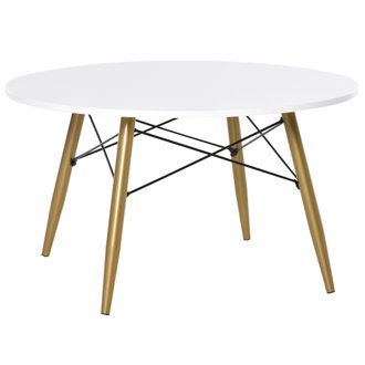Table basse ronde design scandinave blanc bois