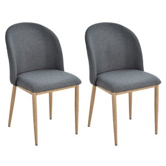 Lot de 2 chaises salon design scandinave dim. 50L x 58l x 85H cm lin métal imitation bois