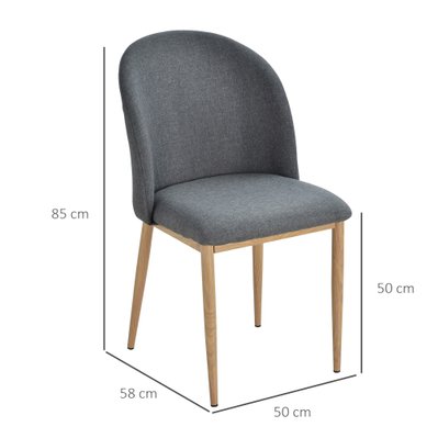 Lot de 2 chaises salon design scandinave dim. 50L x 58l x 85H cm lin métal imitation bois - 835-129GY - 3662970072684