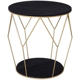 Table basse ronde design style art déco noir doré