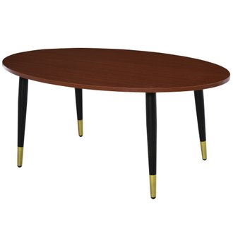 Table basse ovale style art-déco aspect teck foncé