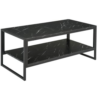 Table Basse Style Moderne avec 2 Étagères 106 x 50 x 47 cm Noir