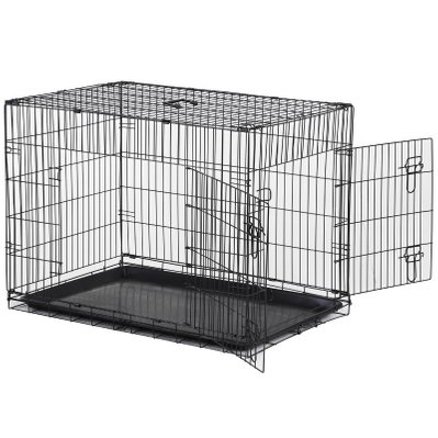 Cage caisse de transport pliante pour chien en métal noir 91 x 61 x 67 cm - Pawhut - D00-023 - 3662970011676