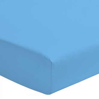 Drap housse coloré 100% coton - Bonnet 25cm - Bleu turquoise - 140x190 cm