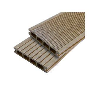 Lame terrasse bois composite alvéolaire Dual Beige clair, L : 360 cm, l : 14 cm, E : 25mm, Surface couverte en m² - 0.5